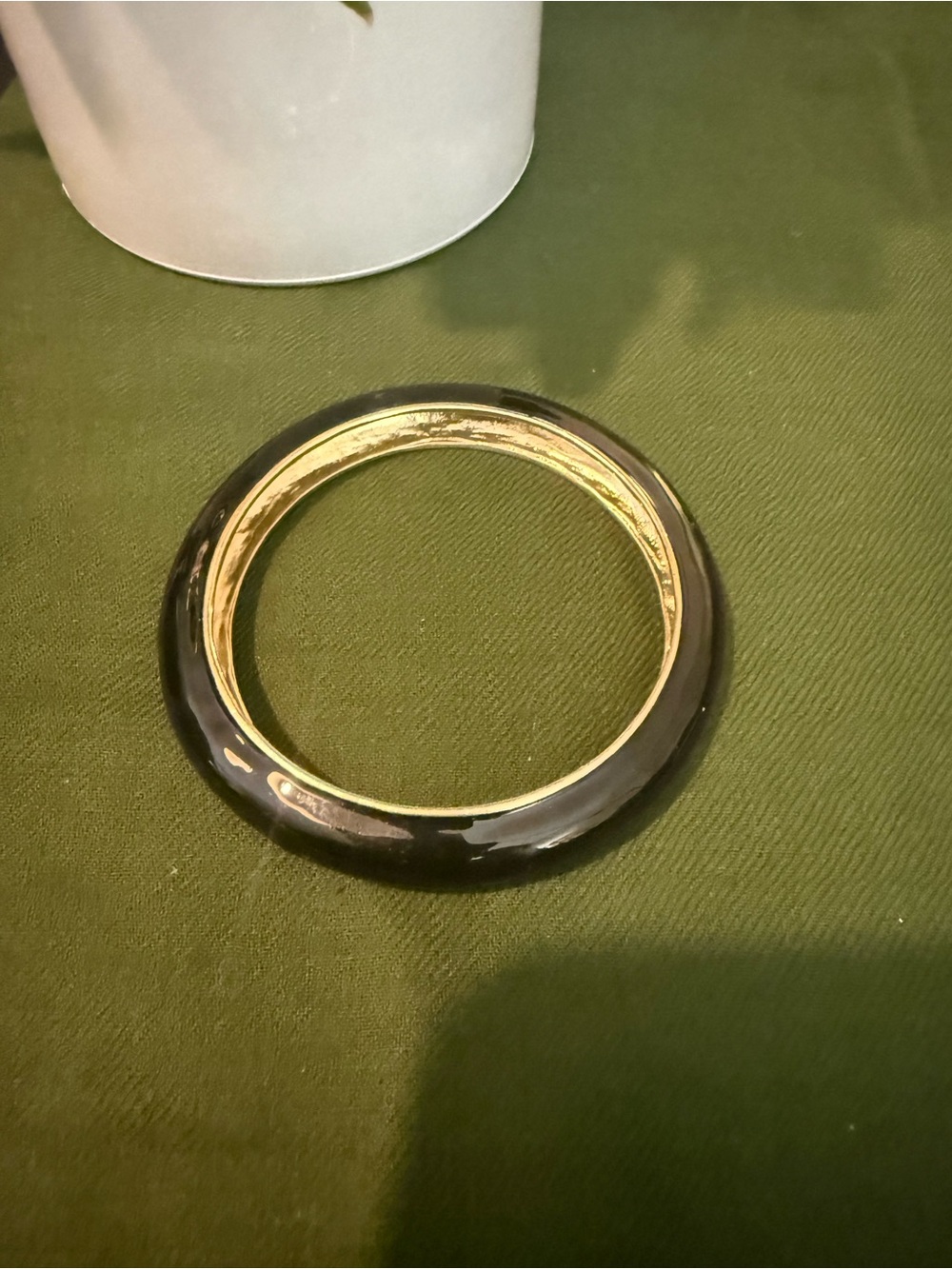 Gold-Tone Inner Black Enamel Bangle Bracelet
